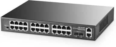 Binardat Switch Poe De 28 Portas, 24 Portas Poe+ 100 Mbps, 2 Gigabit Uplink, 2 Gigabit Sfp, Ieee802.3Af/At, 450 W De Alta Potência, Gabinete De Metal, Não Gerenciado, Plug And Play, Rackmount Ethern