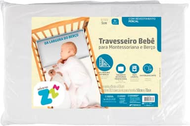 Travesseiro para Bebe Anatomico Ideal para Berço Montessoriano - 65 x 45 cm - Branco - Fibrasca