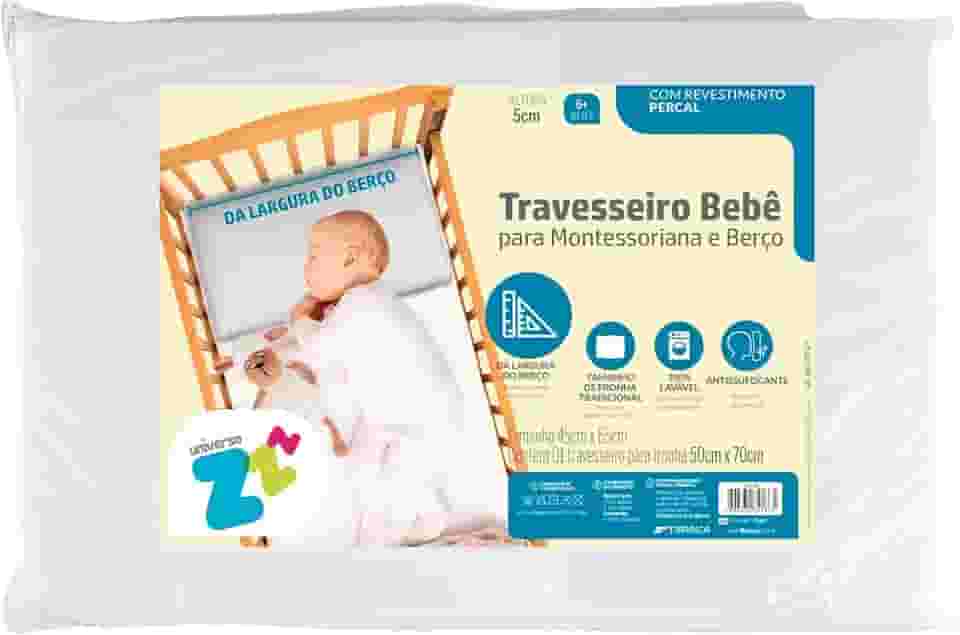 Travesseiro para Bebe Anatomico Ideal para Berço Montessoriano - 65 x 45 cm - Branco - Fibrasca