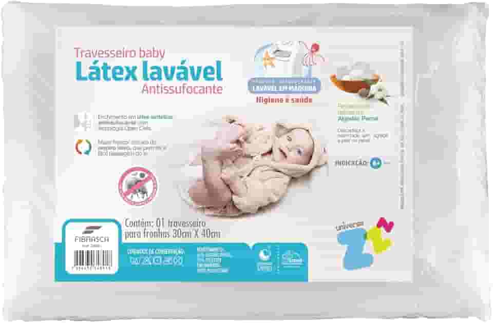 Travesseiro para Bebê Látex Lavável- Capa em Percal 180 frios - Integralmente lavável em máquina - P/fronhas 30x40cm - Fibrasca