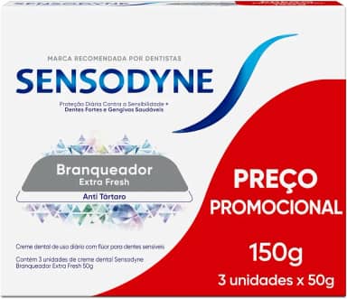 Sensodyne Creme Dental, Sensibilidade e Branqueador Extra Fresh Leve 3 e Pague 2, Anti Tártaro, 50g cada