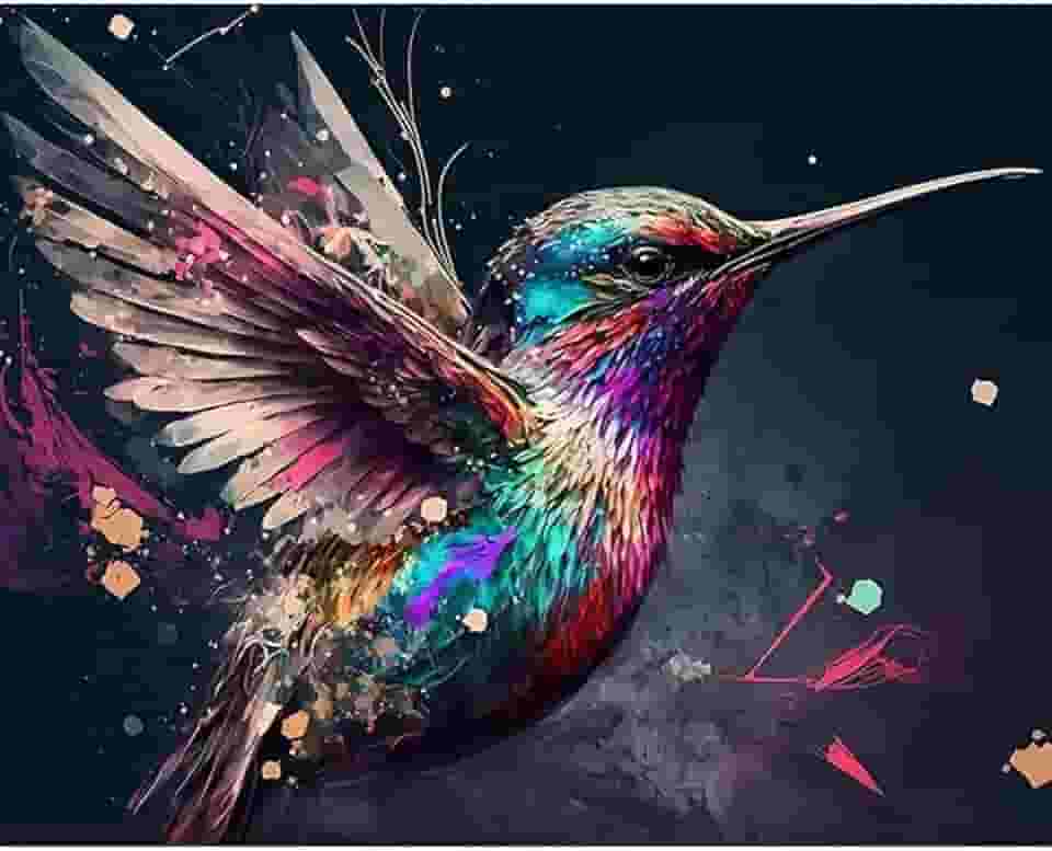 Kits de pintura por números para adultos, beija-flor, pintura a óleo por números, para adultos, iniciantes em tela, para decoração de parede de casa, presentes de aniversário de Natal, 40 x 50 cm (sem