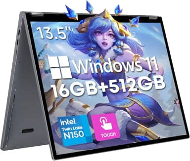 CHUWI FreeBook Laptop 2 em 1 de 13,5 polegadas, 16 GB LPDDR5 RAM 512 GB SSD, Intel N150 (até 3,6 GHz), FHD 2256 x 1504, SSD Expansão de 2 TB, laptops com tela sensível ao toque Windows 11, teclado
