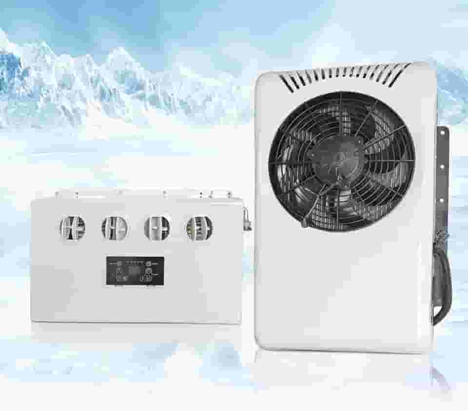 Ar condicionado de 12 V CC 12 volts para caminhões, ar condicionado, elétrico, para carro, trailer, van, automotivo, ônibus, semi caminhão, motorhome rv 7200BTU nova energia