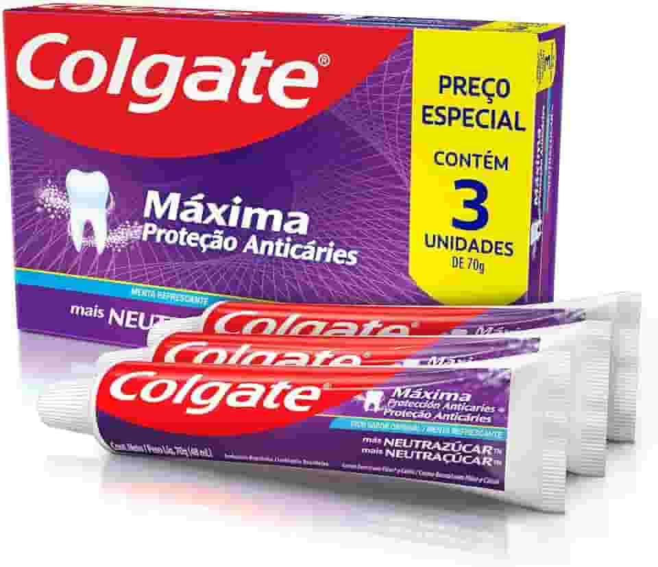 Colgate Creme Dental Máxima Proteção Anticáries mais Neutraçúcar 70g Promo Leve 3 Pague 2
