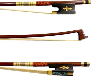 Arco Profissional Violino 4/4 Madeira Oitavado Crina Branca Animal da Mongólia Flor de Lis Gold