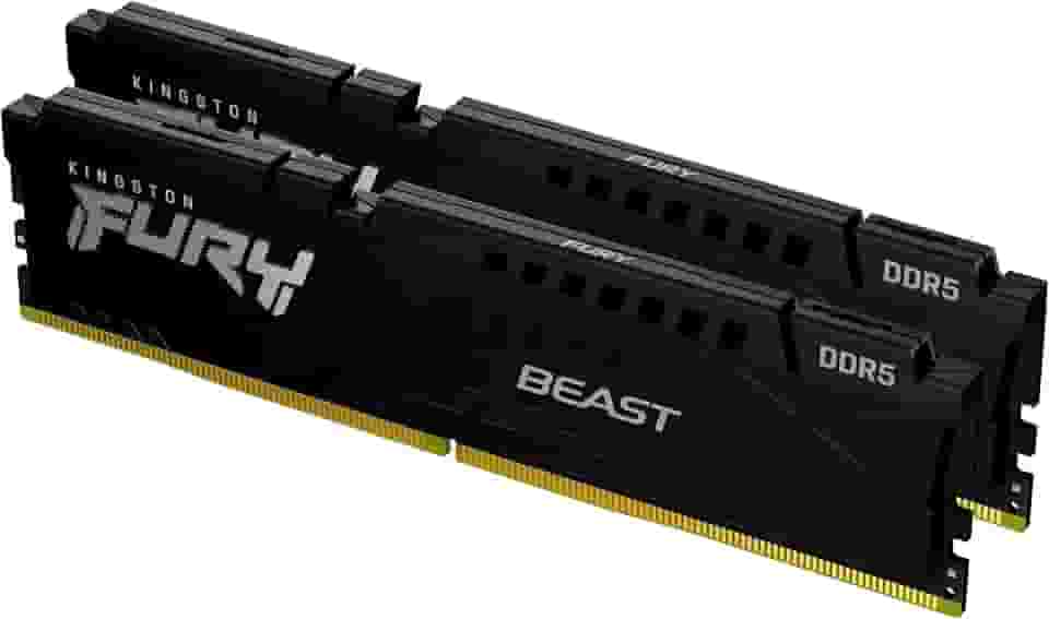 Kingston KF552C40BBK2-32 - Kit de módulos de memória de 32GB (2 x 16GB) DDR5 5200Mhz FURY Beast Black 1,25V 1Rx8 288 pinos para desktop/gamers