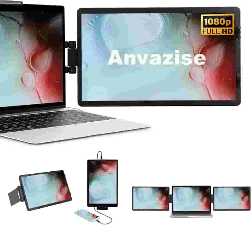Anvazise Extensor De Monitor De Laptop,14.1 inch Monitor portátil Duas Telas 1920 × 1080 FHD IPS USB C/HDMI portátil, suporte de capa incluído, Plug and Play,para Laptop notebook (14inch)