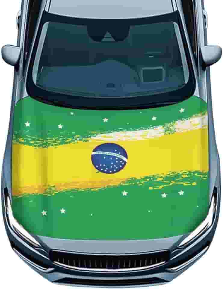 GOSTONG Capa de capô de veículo à prova d'água com estampa de bandeira do Brasil para a maioria dos carros, Sedan, SUV, acessórios externos automotivos para mulheres e homens