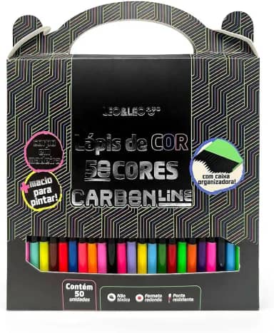 LÁPIS DE COR CARBON LINE 50 CORES REDONDO LEO&LEO