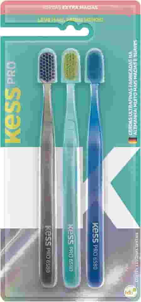 KESS Pack com 3 Escovas Dentais Pro Extra Macias