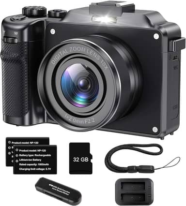 64 Megapixels Camera Digital, Wifi Incorporado Camera Fotografica, Câmera Mirrorless Digital Preta - Filmadora 4K Ultra HD, Alta Resolução, Câmera Vlog Leve e Portátil para Viagens, Estilo Retrô