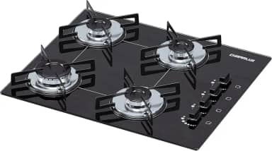Cooktop 4 bocas Chamalux ultra chama Bivolt Gás Natural Trempe de Chapa Preto