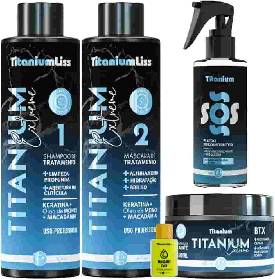 Kit Progressiva Extreme Titanium + BBtx + Sos Fluido Protetor Térmico + Argan