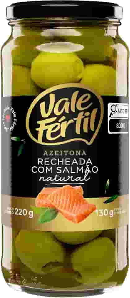 Azeitona Verde em Conserva Recheio Salmão Vale Fértil Vidro 130g