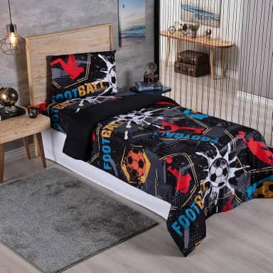 Edredom Solteiro Alegria Infantil Dupla Face 1 Peça (FUTEBOL)