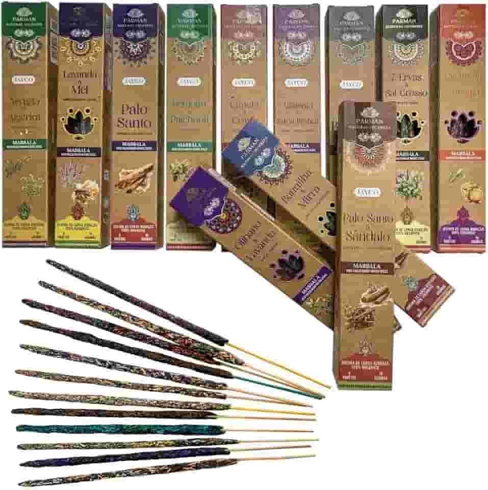 INCENSO COLLECTION ORGANICO MASSALA PARMAN 18 GRAMAS BOX 12 CAIXAS COM 6 VARETAS CADA | TOTAL DE 72 VARETAS | 50M QUEIMA | SEM CARVÃO