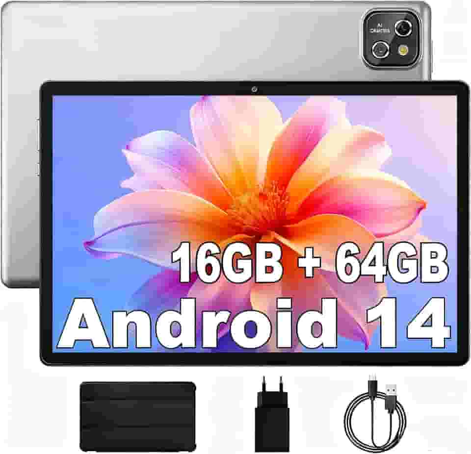 Tablet MARVUE Pad, Android 14,Tela de 10.1 Polegadas, Com Capa Protetora, 16GB+64GB,Expansível até 1TB, Processador Octa-Core, GMS, Câmera Dupla 12MP + 5MP, Tela1280x800, Leve e Fino, Wifi 6