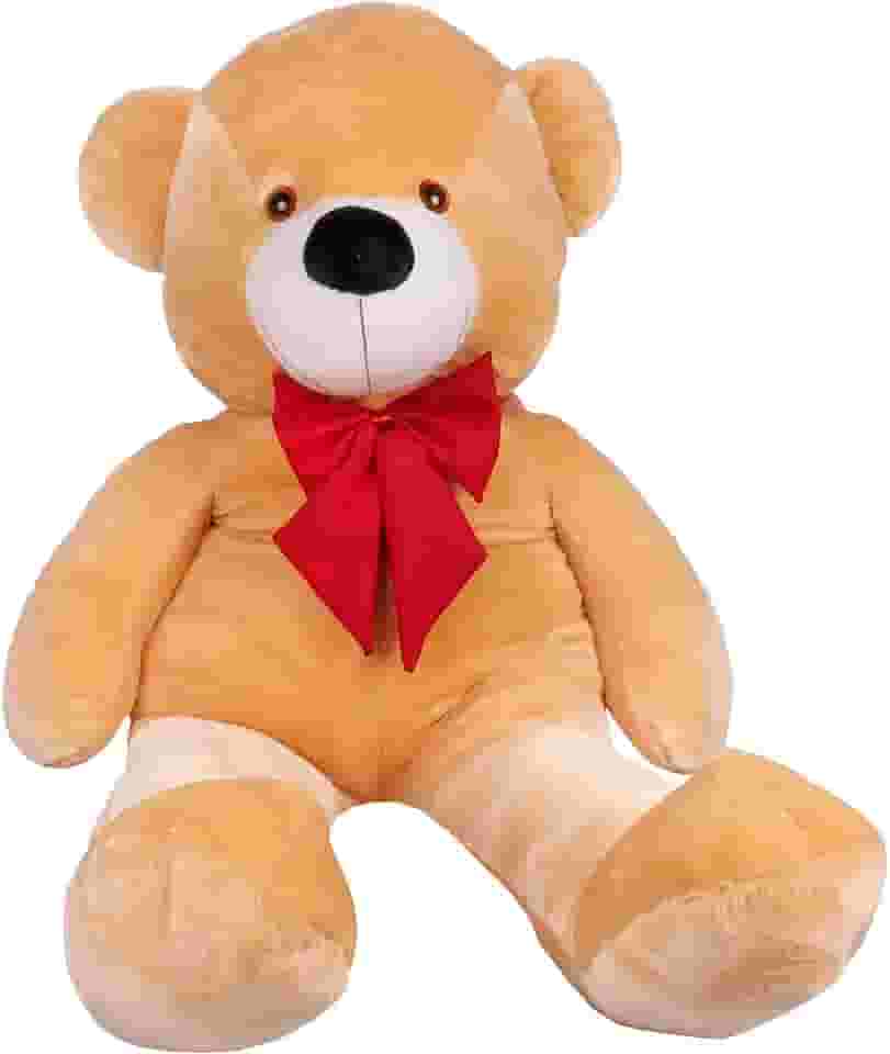 Urso Gigante Pelúcia Grande Teddy 1,10 Metros - Doce de Leite com Laço Vermelho