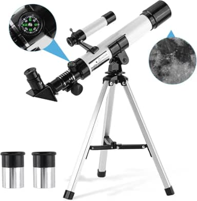 Telescópio para crianças e iniciantes e adultos 40/400 mm refrator de telescópios astronômicos com bússola e tripé