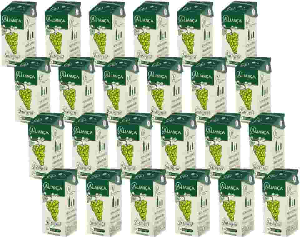 100% Suco Integral De Uva Branco Sem Adição Açúcar - Fardo Com 24 Und 200ml Caixinha Canudinho Lanche Merenda Escolar - Aliança