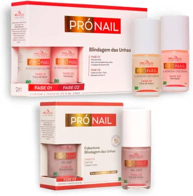 Kit Blindagem de Unhas Pró Nail Miss Colors – Fase 1 e Fase 2 + Fase 3 Gel Coat Nude | Fortalecedor com Fibras de Nylon com Pró-Vitamina B5 e Nivelador | Acabamento Natural e Duradouro – 3 Frascos de 9ml