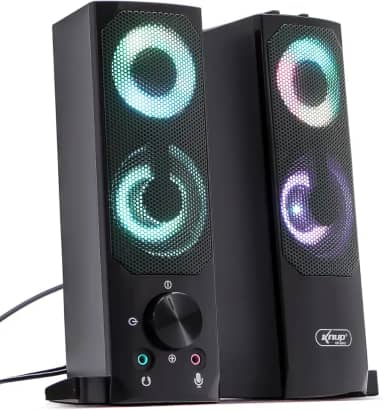 Caixa de Som Gamer Soundbar 12W Rms Real Torre Led Rgb Alto Falantes Subwoofer Estéreo P2 Usb Pc Computador Notebook Mac Tv