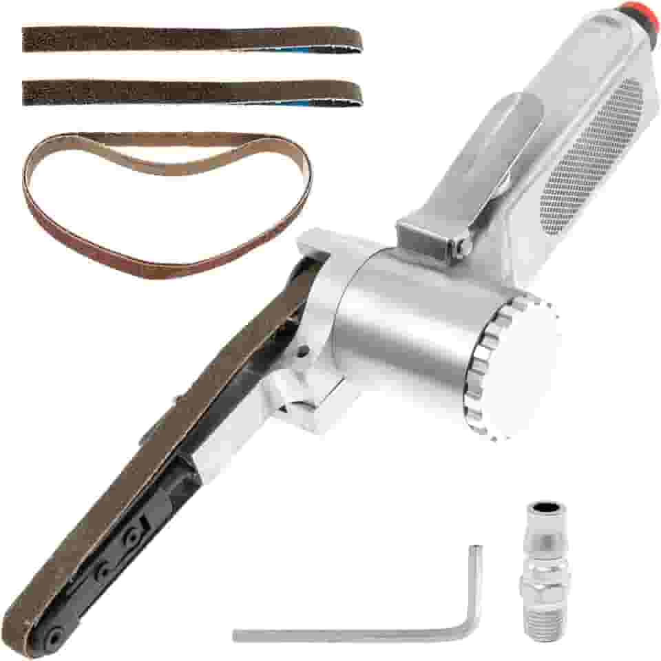 Mini lixadeira de correia pneumática com 5 correias, mini esmerilhadeira angular portátil, ferramenta pneumática industrial, mini lixadeira de correia portátil para lixamento de metal de madeira