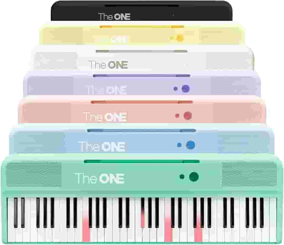 The ONE Teclado inteligente COR 61 teclas iluminadas teclado piano, piano elétrico MIDI para iniciantes com 256 tons, polifonia 64, luzes LED embutidas e aplicativos grátis (verde)