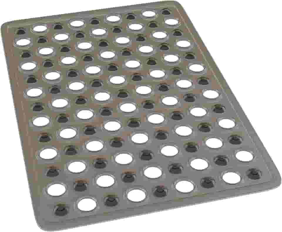 LYOR - Tapete de PVC Retangular com Antiderrapante para Banheiro Cinza 49cm x 32cm