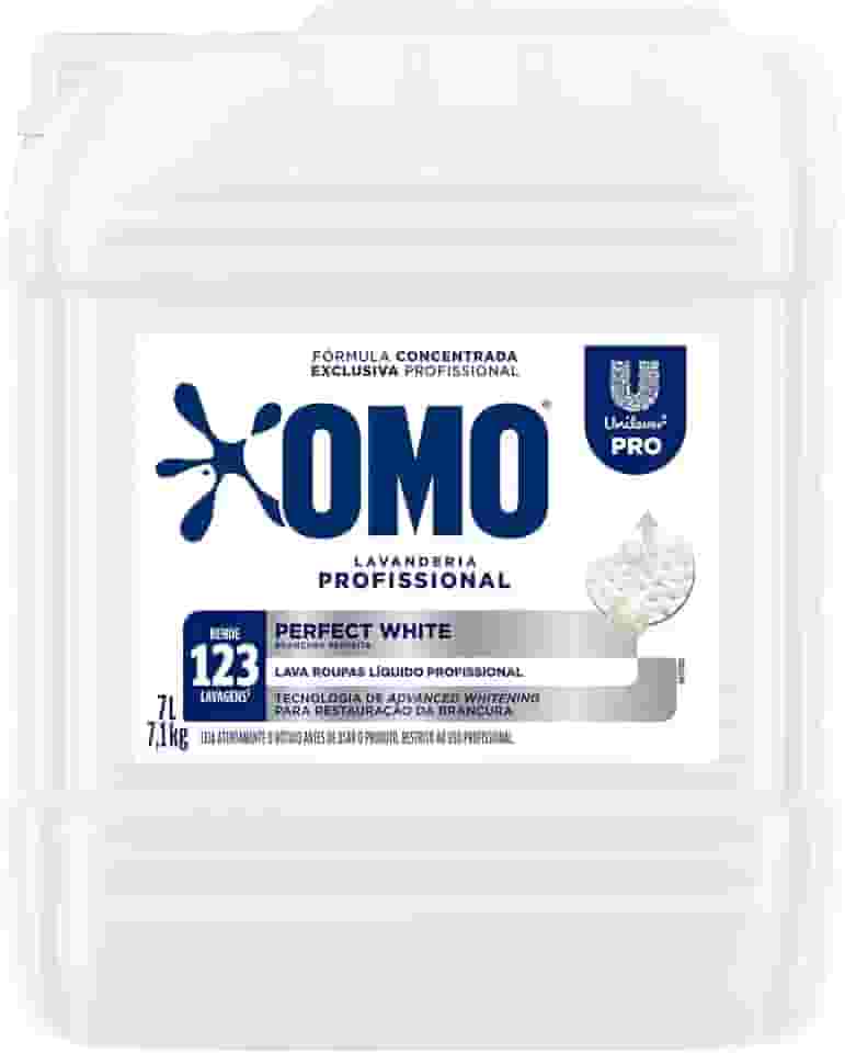 Lava-Roupas Líquido Concentrado Lavanderia Profissional Omo Perfect White Pro Galão 7l, OMO