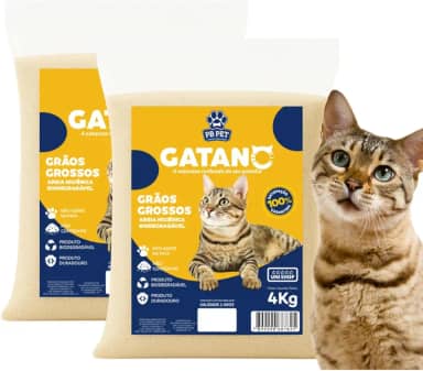 Kit Areia Mandioca 8 kg Grãos Grossos Para Gato Biodegradável 100% Natural