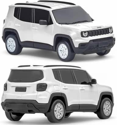 Miniatura Carro Renegade Licenciado SUV Branco Pneu Emborrachado Realista