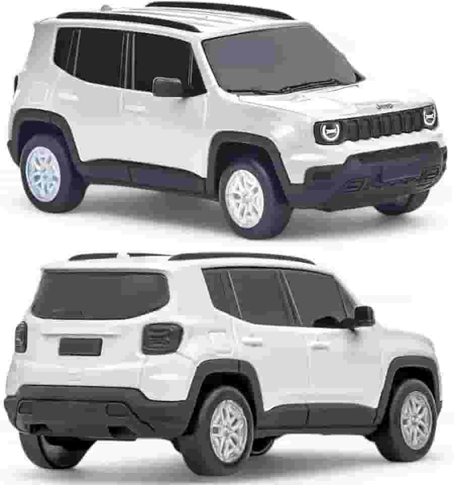 Miniatura Carro Renegade Licenciado SUV Branco Pneu Emborrachado Realista