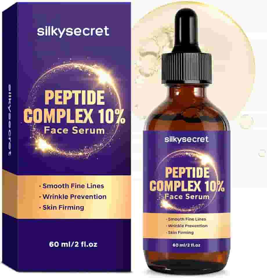 SilkySecret 10% Peptide Serum (2 Fl Oz), Collagen Peptide Serum, Ácido Hialurônico E Niacinamida, Anti-Aging Argireline, Hidratante, Firmador E Redutor De Rugas Para O Rosto