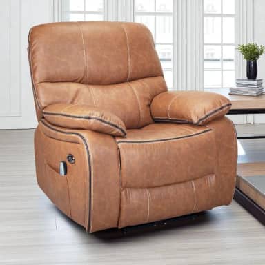 Poltrona Do Papai Reclinável Elétrica E Massagem Com Entrada USB Corino Premium Marrom