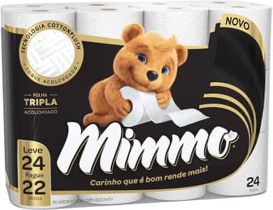 Mimmo Papel Higiênico Folha Tripla, 20m, Leve 24 Pague 22 Rolos
