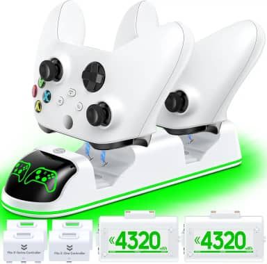 Carregador de controlador compatível com Xbox Series X|S/Xbox One, estação de carregamento com 2 x 1300 mAh kit de bateria recarregável, base de carregamento dupla OIVO para Xbox One/One Elite/Series X|S