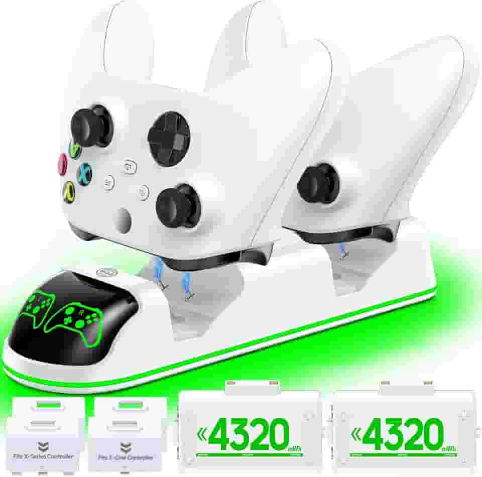 Carregador de controlador compatível com Xbox Series X|S/Xbox One, estação de carregamento com 2 x 1300 mAh kit de bateria recarregável, base de carregamento dupla OIVO para Xbox One/One Elite/Series X|S