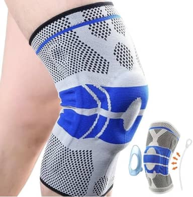 Joelheira Ortopedica De Compressão Silicone E Fio De Flexível Aço Tensor Alívio De Dor Tensor articulada juelheirra patelar ligamento rompido Fitness Cross Proteção Silicone Cores Variadas (GG (X-Large))