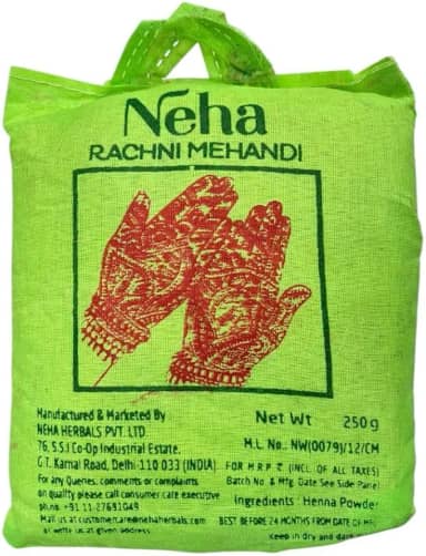 Neha Rachni Mehandi Henna Para Cabelos e Tatuagens 500 Gramas