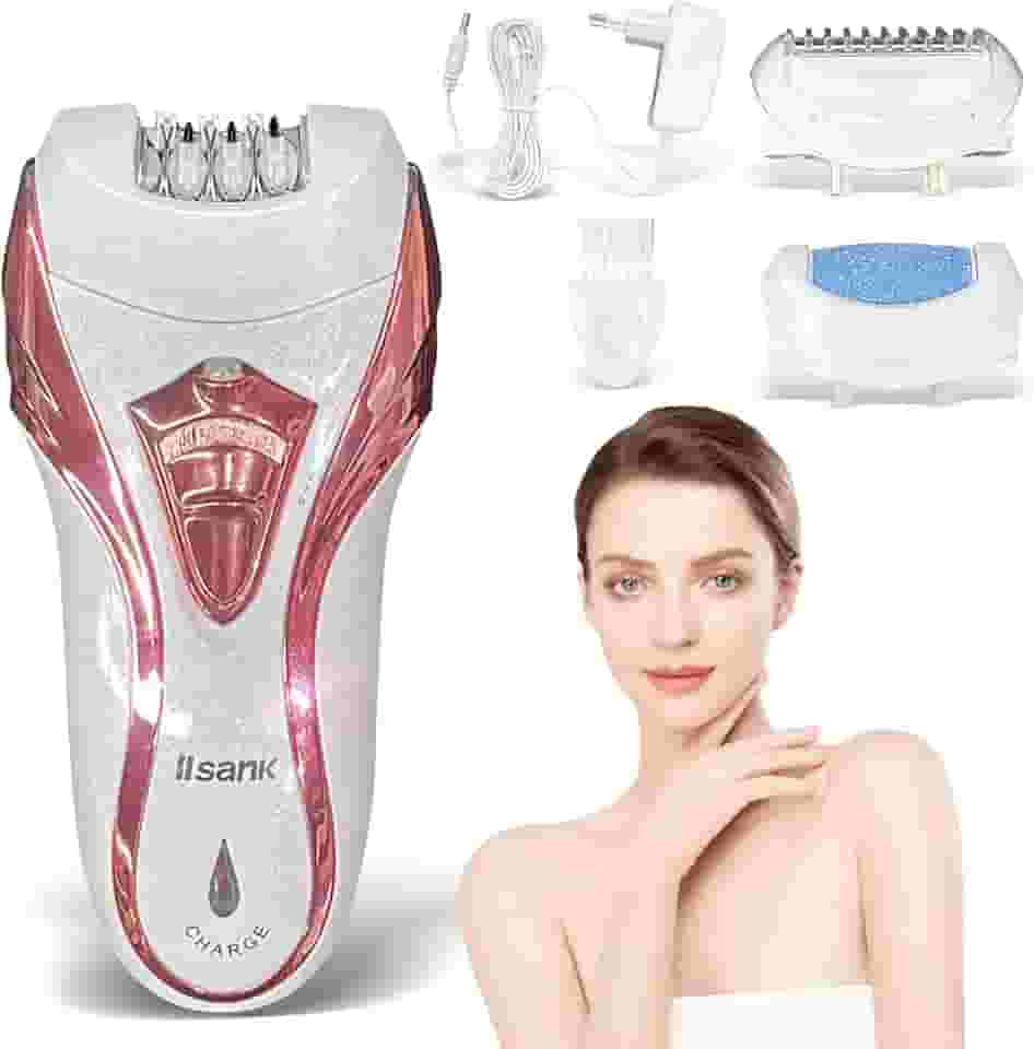 Depilador Eletrico Feminino 3 em 1, Barbeador Eletrico Feminino com Recarregável, com Depilador, Bico Depilador e Descalcificador, Aparelho de Depilar Feminino
