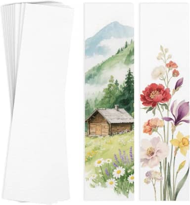 50 marcadores de papel aquarela em branco 4,8 cm x 19,8 cm, 100% algodão, 63,5 kg/300 g/m², cartões de papel aquarela para sala de aula DIY e etiquetas de presentes