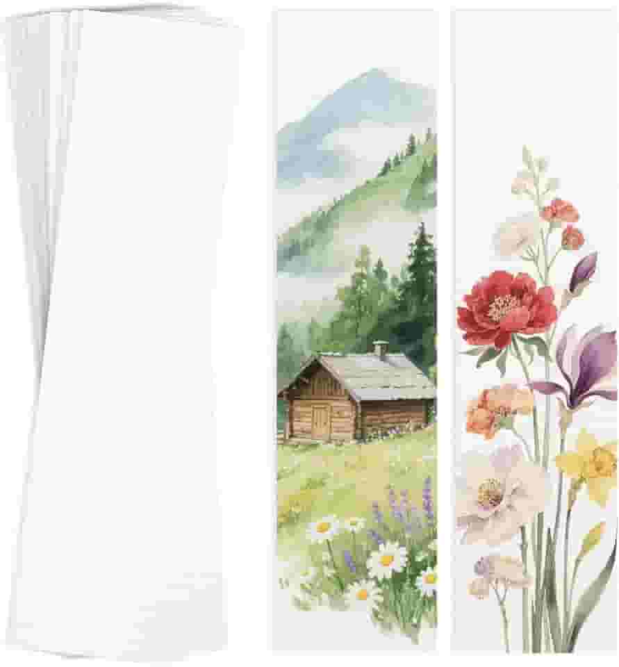 50 marcadores de papel aquarela em branco 4,8 cm x 19,8 cm, 100% algodão, 63,5 kg/300 g/m², cartões de papel aquarela para sala de aula DIY e etiquetas de presentes