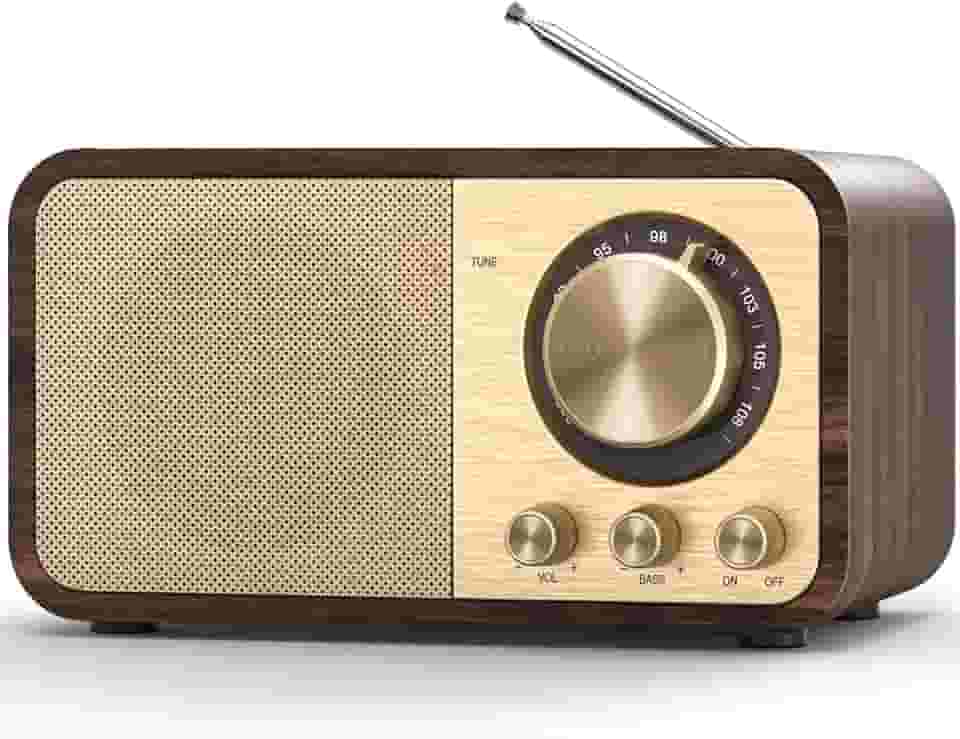 Tendak Rádio FM retrô com melhor recepção, transistor portátil Bluetooth com alto-falante de 5 W, rádio vintage recarregável para cozinha doméstica, ao ar livre, suporta reprodução de cartão TF