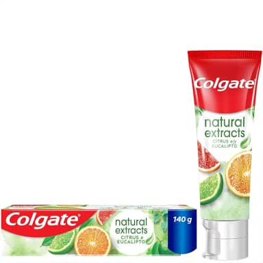 Colgate Creme dental Vegano Natural Extracts Citrus e Eucalipto, Defesa Reforçada, Hálito Fresco, Proteção Anticárie, embalagem reciclável, 140g