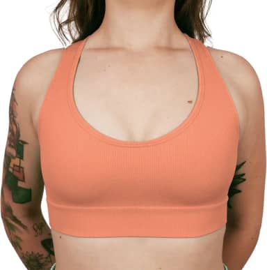 Top Academia Fitness Sem Bojo Alta Sustentação Sem Costura Nadador Canelado Poliamida Elastano Selene