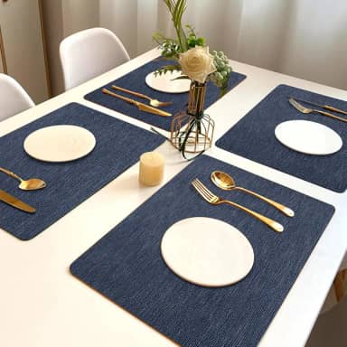 6 Jogo Americano Juta Azul - Impermeável Limpa Facil Pvc