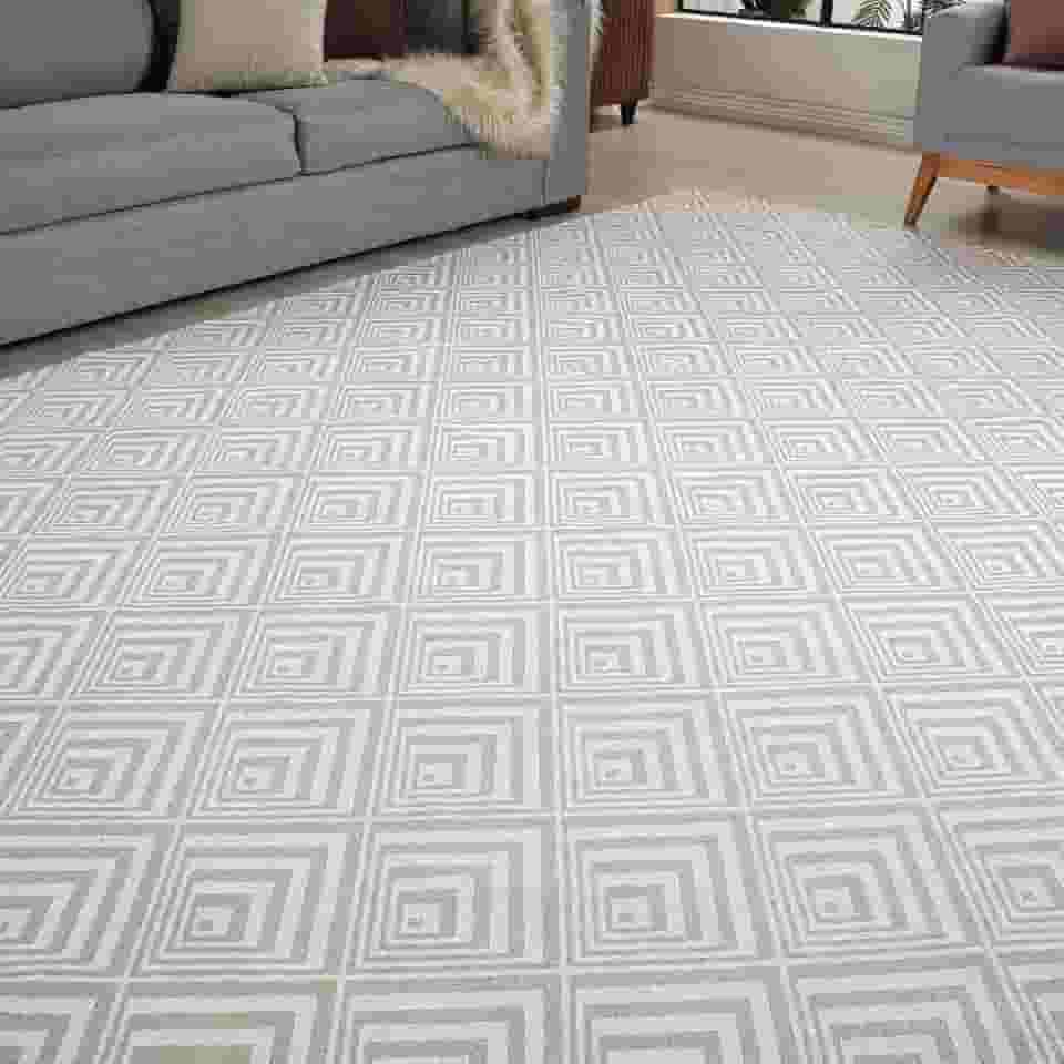 Tapete Grande 3,00 M X 2,00 M Sala Quarto Escritório Moderno Sofisticado Elegante Clean (Losango Bege)