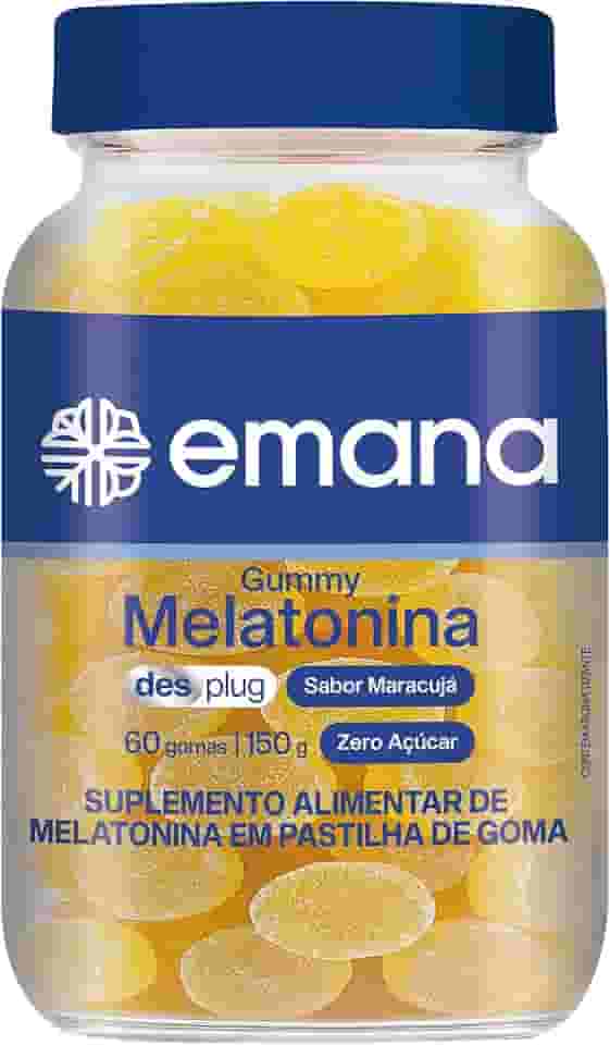 Emana Gummy de Melatonina Desplug Zero Açúcar Sabor Maracujá 60 Gomas - Pote 150g